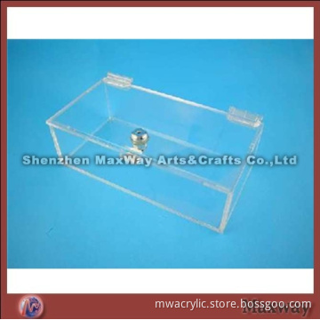 Clear Cubical Acrylic/Perspex Collection Box/Case with Lock